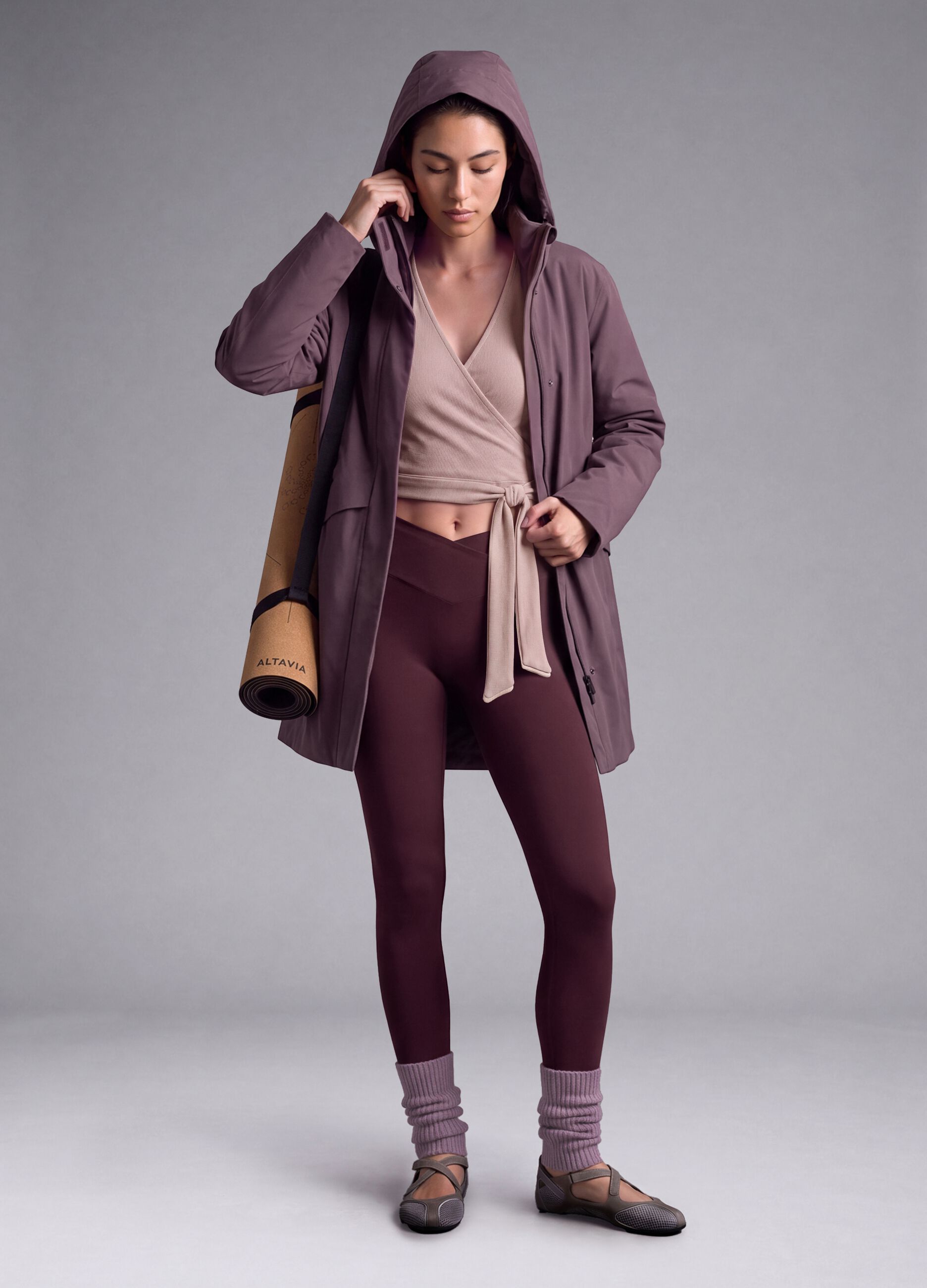 Water-repellent, breathable padded purple parka with hood ALTAVIA STUDIO