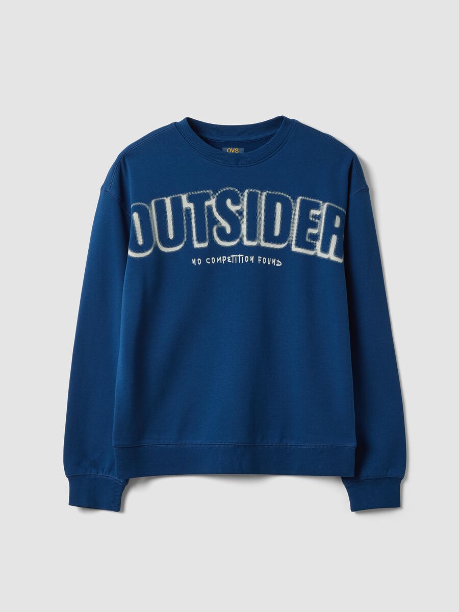 Blue crew-neck sweatshirt in 100% organic cotton_0