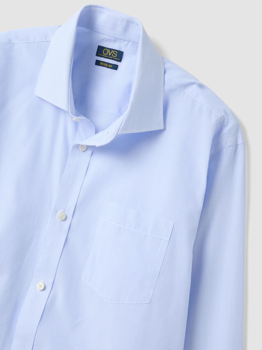Light blue easy-iron regular-fit striped cotton-blend shirt_5