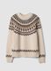 Maglione beige jacquard con Collo rialzato_4
