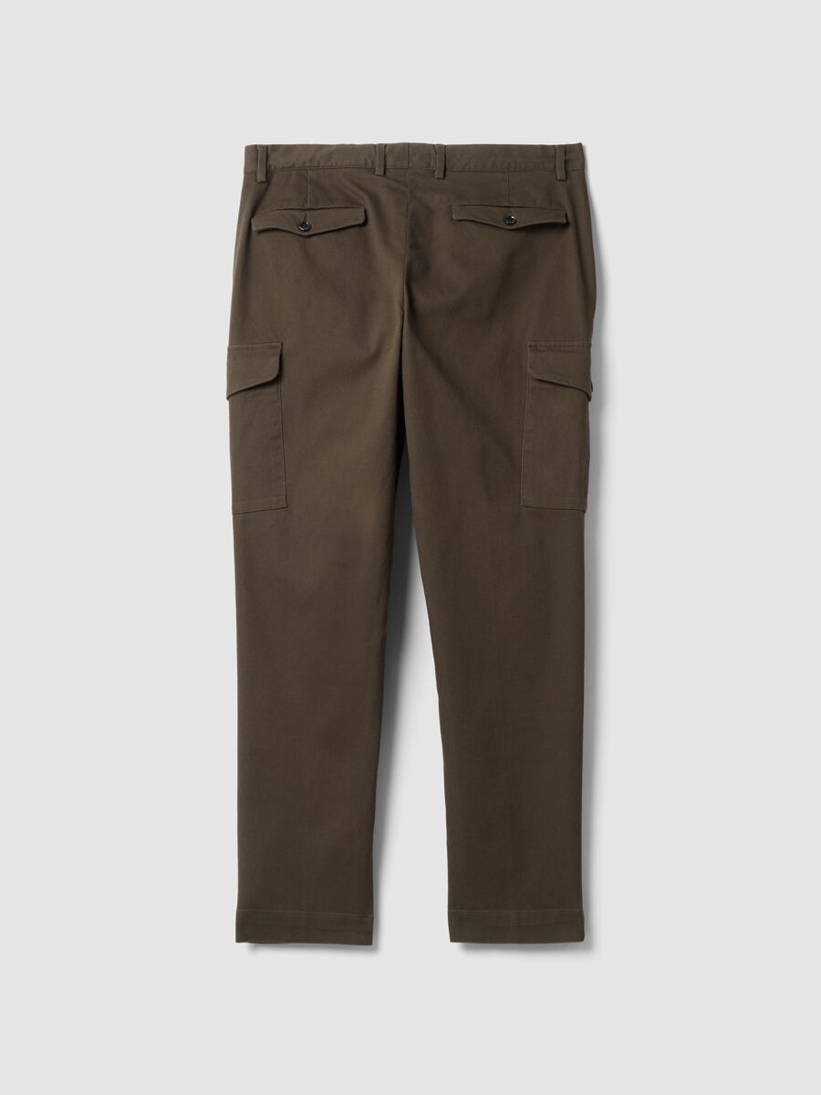 Brown comfort-fit stretch cotton twill cargo trousers_2