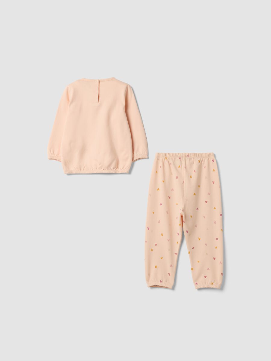 Orange crew-neck pyjamas in pure organic cotton with cute animal print_1