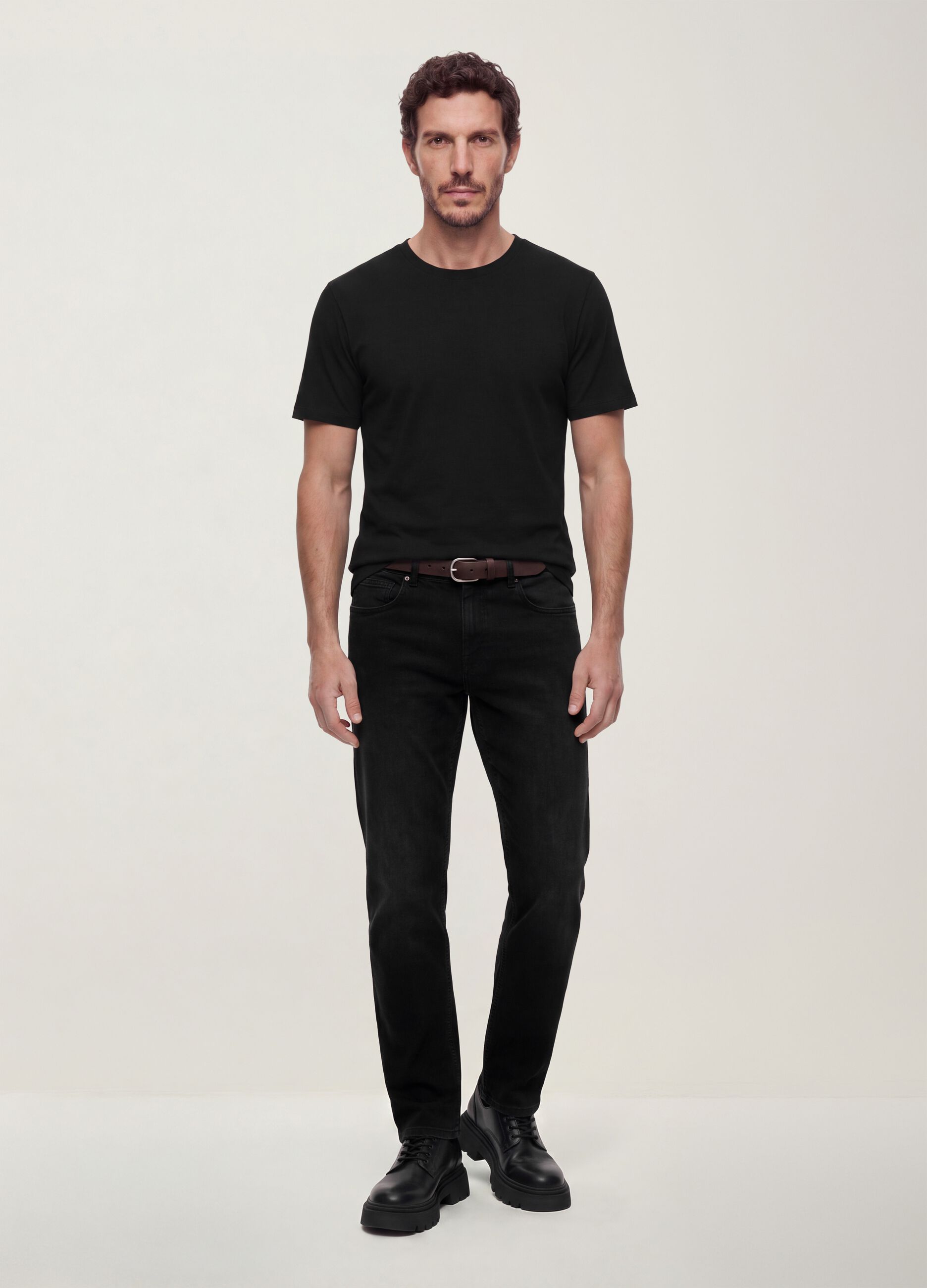 Black stretch cotton comfort-fit jeans