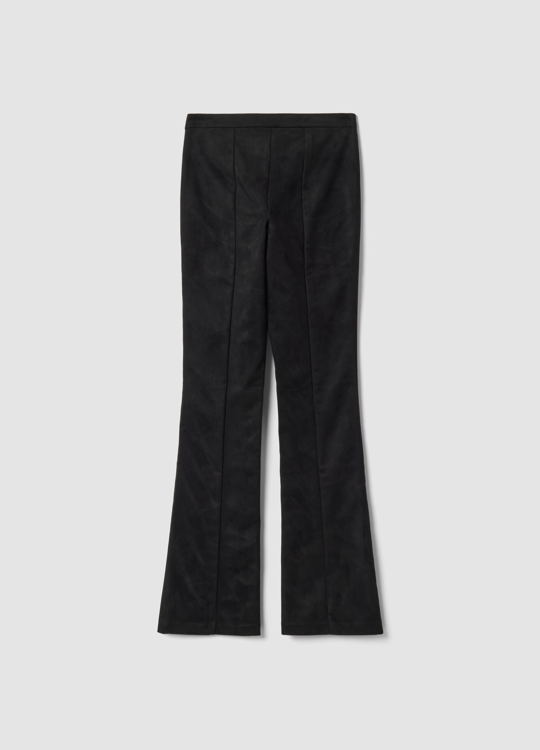 Faux Suede Formal Slim-Fit Trousers