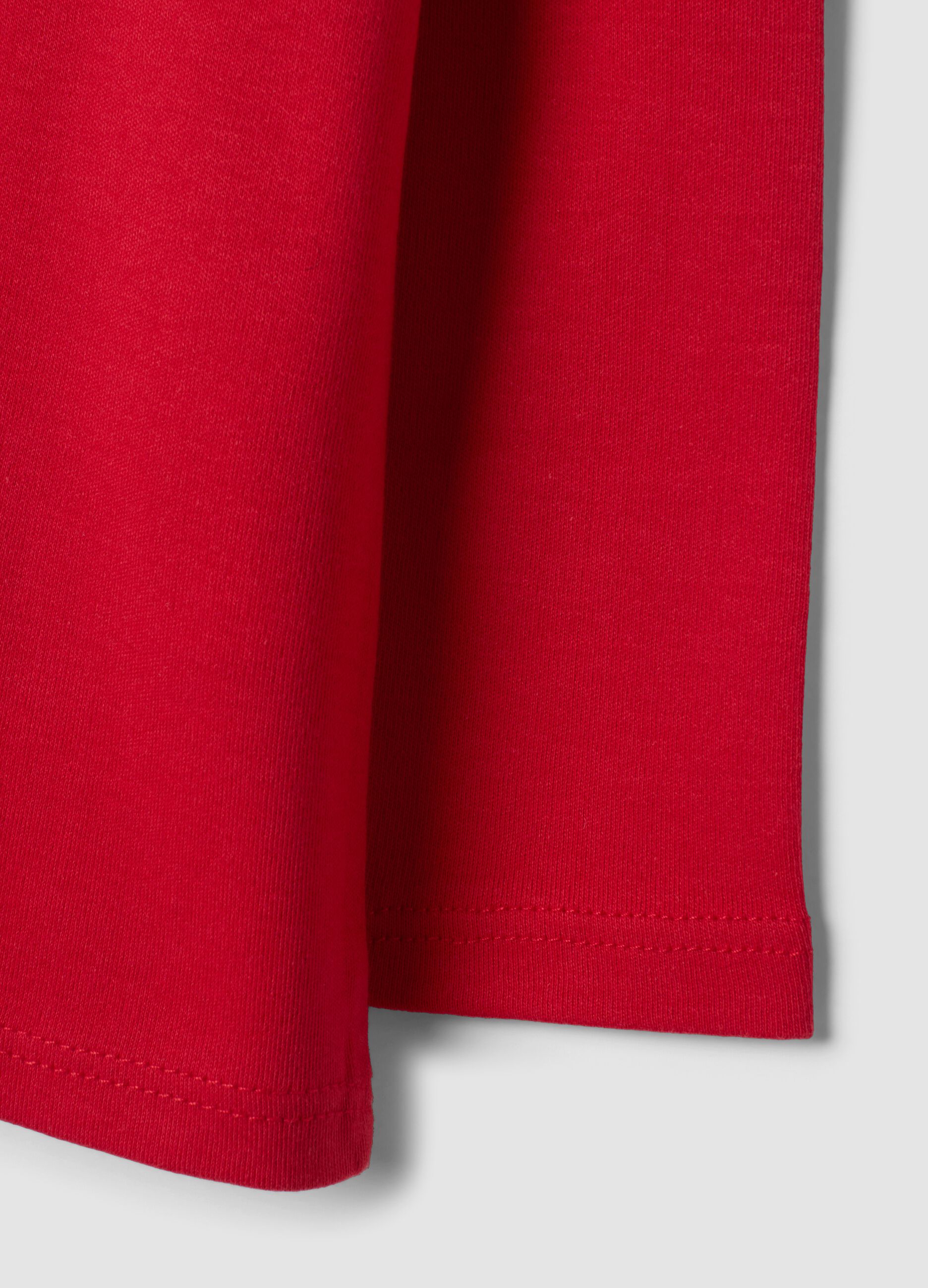 Red pure cotton high-neck T-shirt