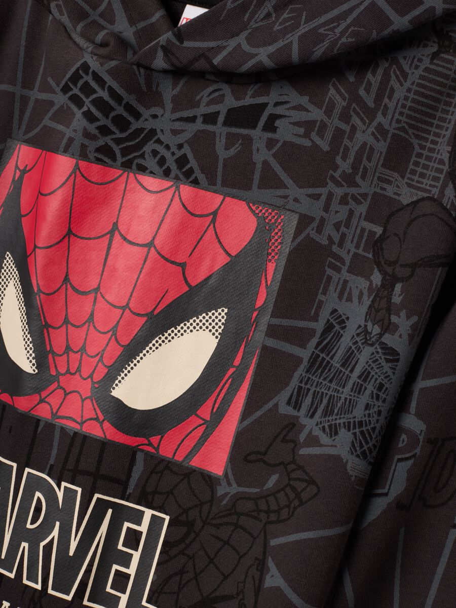 Dark grey cotton-blend hoodie with MARVEL Spider-Man print_2