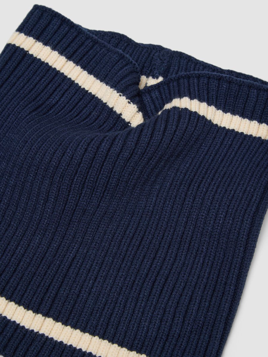 Blue viscose-blend hat and neck warmer set_1