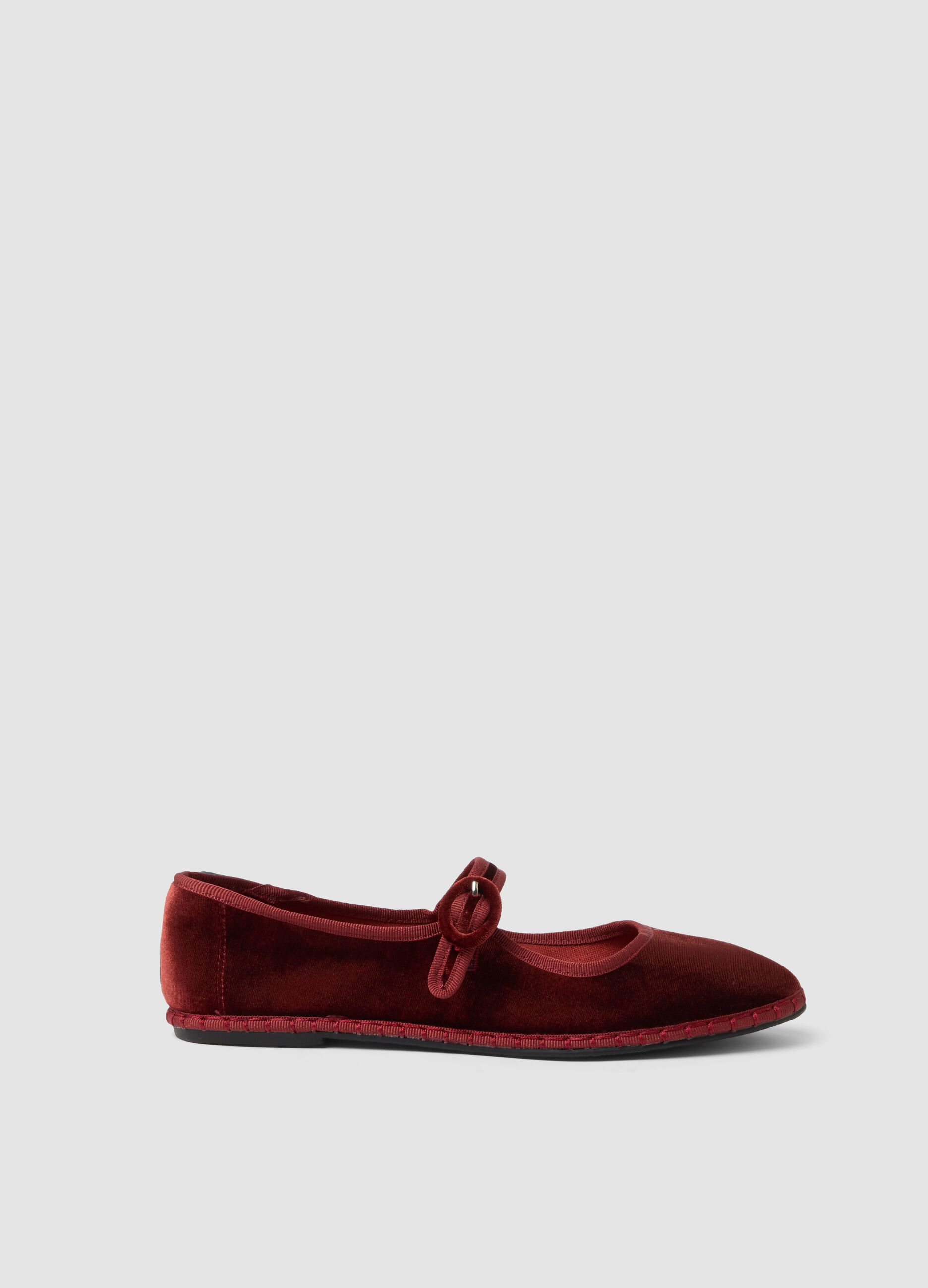 Red Ballet Flats with Strap
