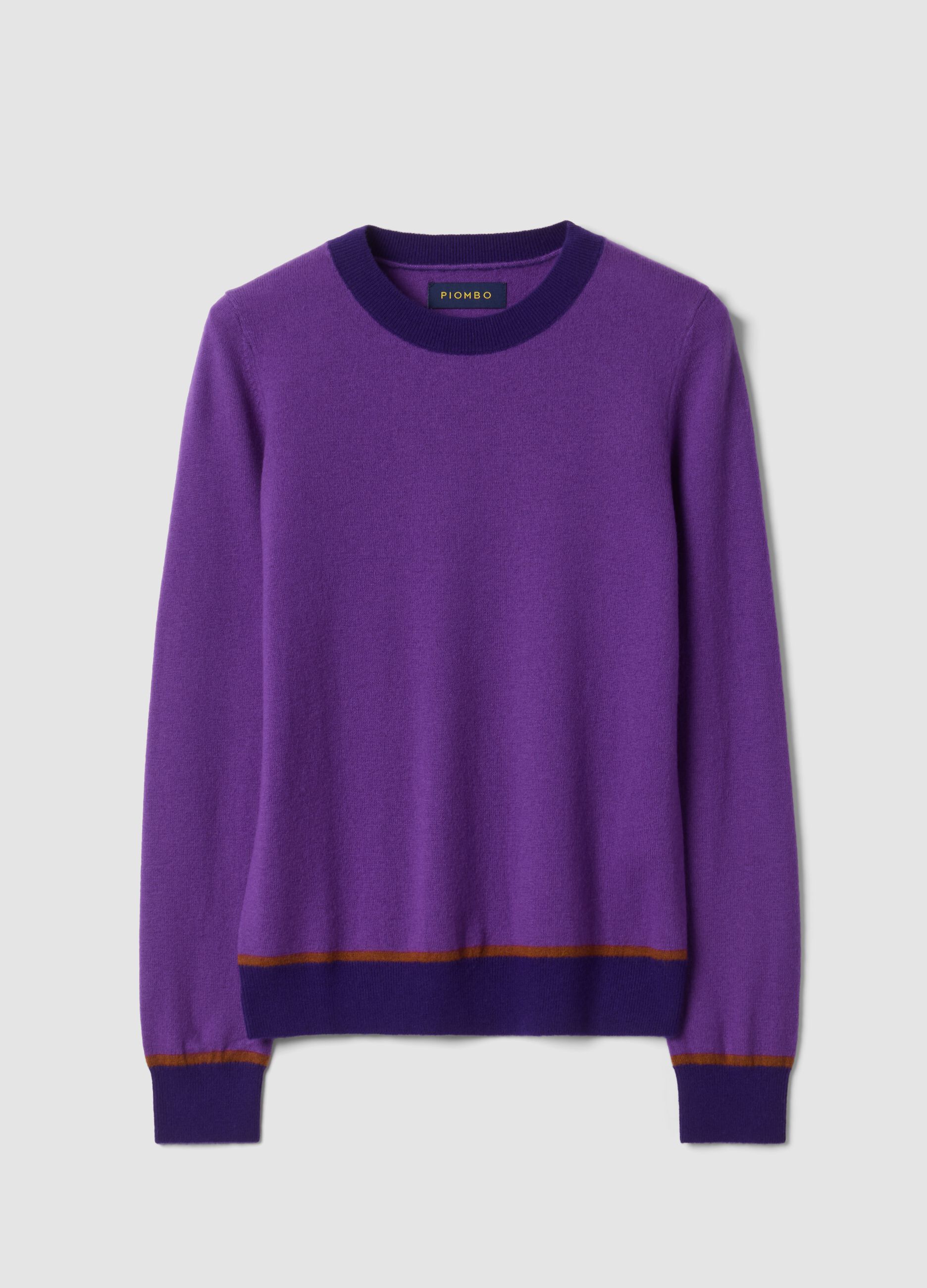 Maglia viola in pura lana girocollo