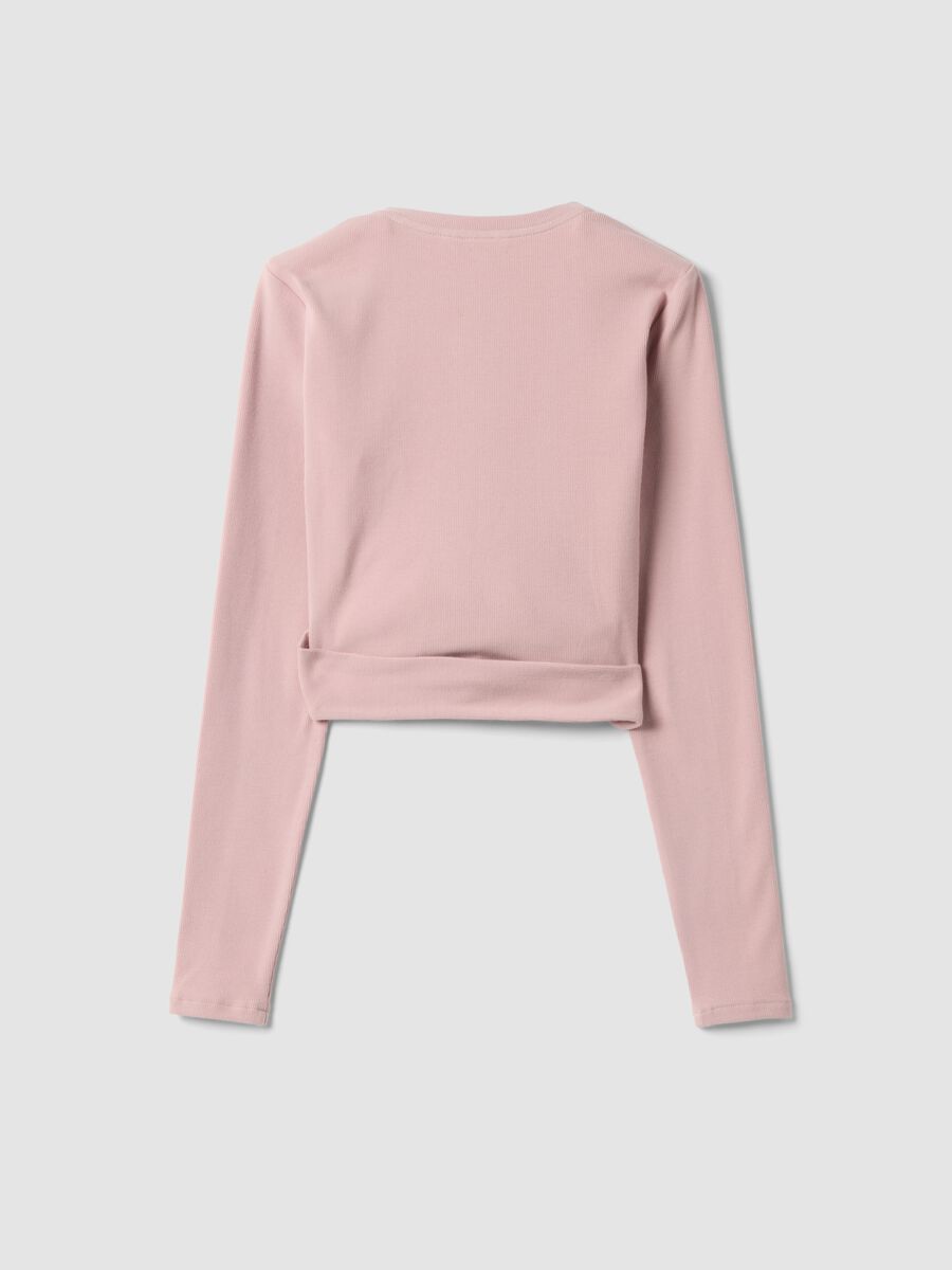 Wrap top rosa in cotone elasticizzato a costine ALTAVIA STUDIO_8