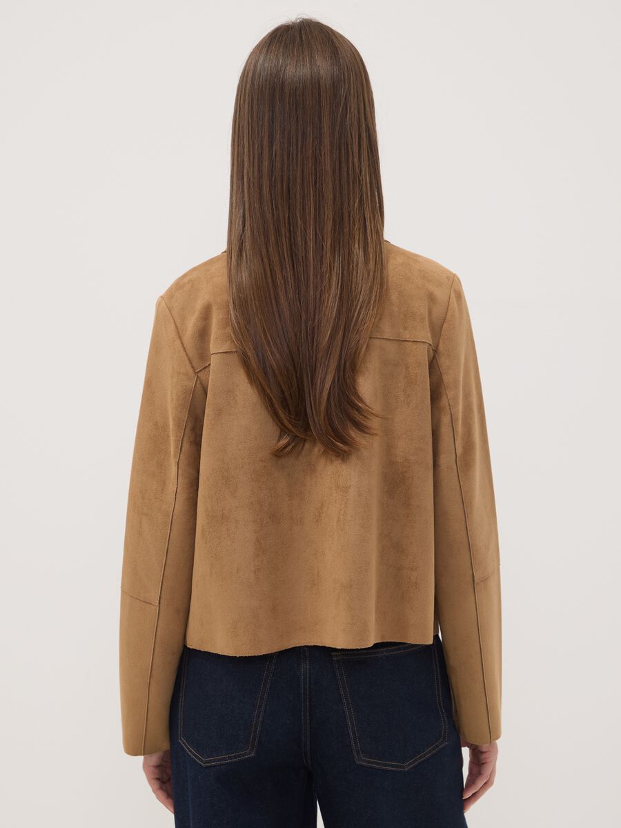 Beige regular-fit shacket with patch pockets_3