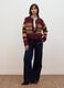 Red crew-neck jacquard wool-blend cardigan, regular fit_1