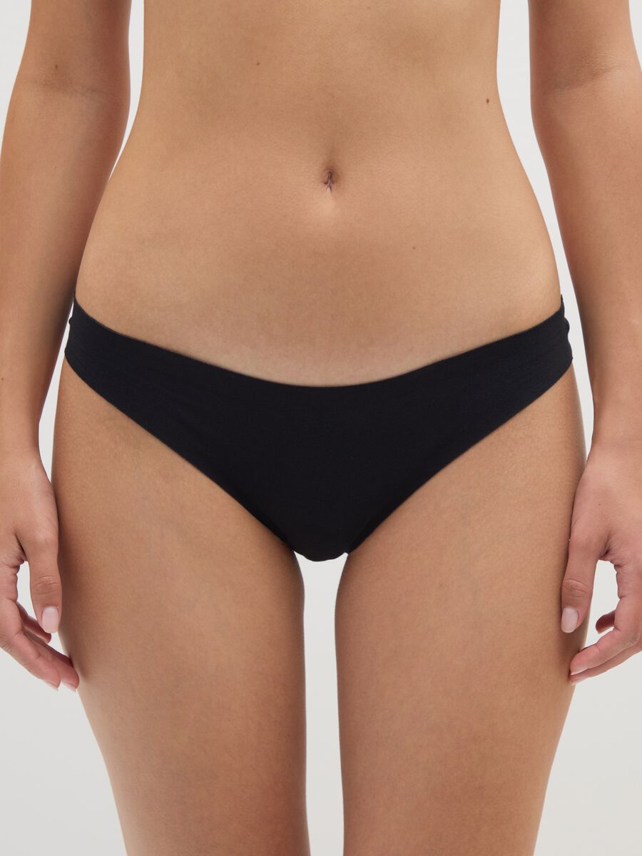 Black stretch cotton briefs, regular fit_1