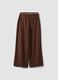 Brown wide-leg formal trousers in stretch viscose with belt_6