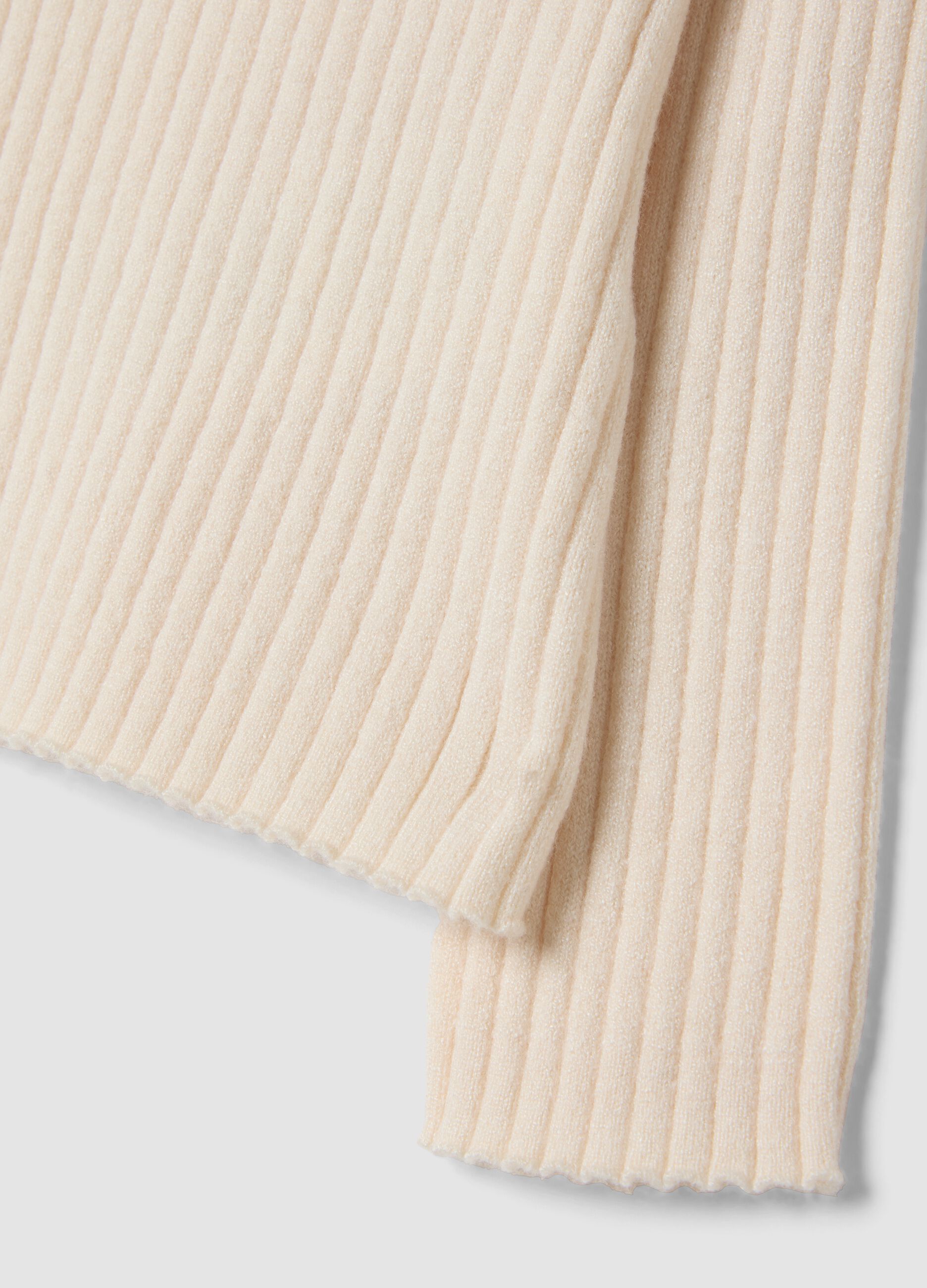 White ribbed viscose-blend crew-neck top