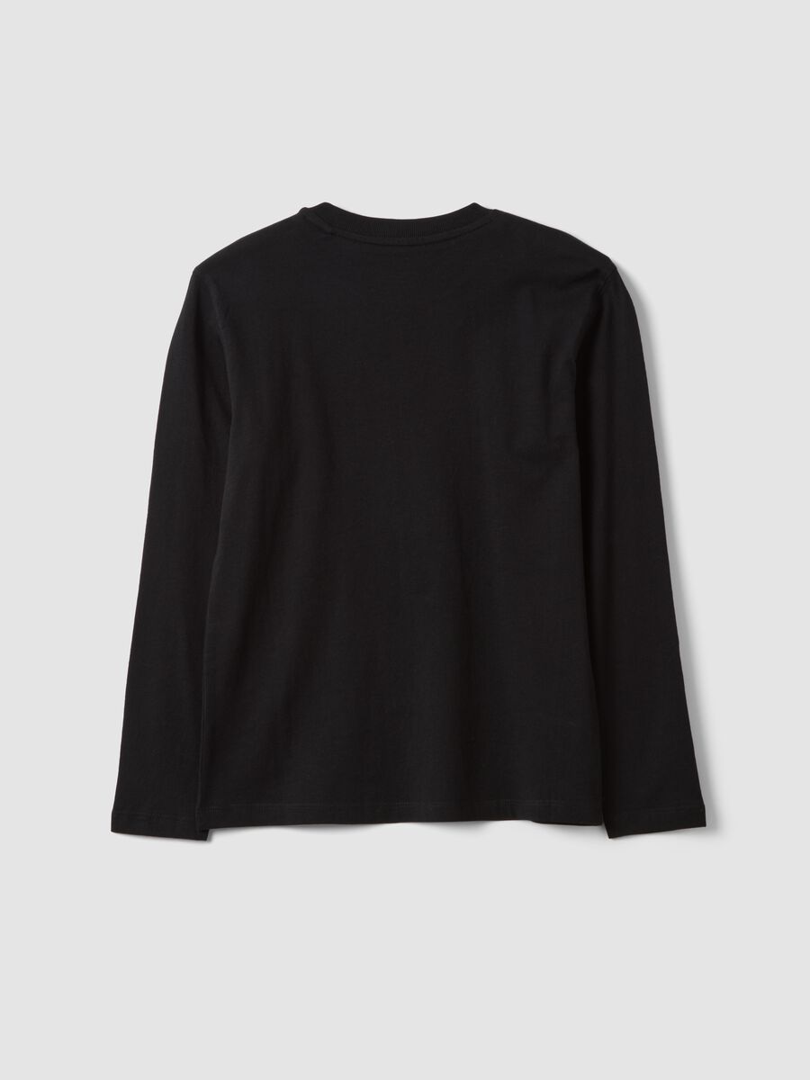 T-shirt nera in puro cotone organico con girocollo_2