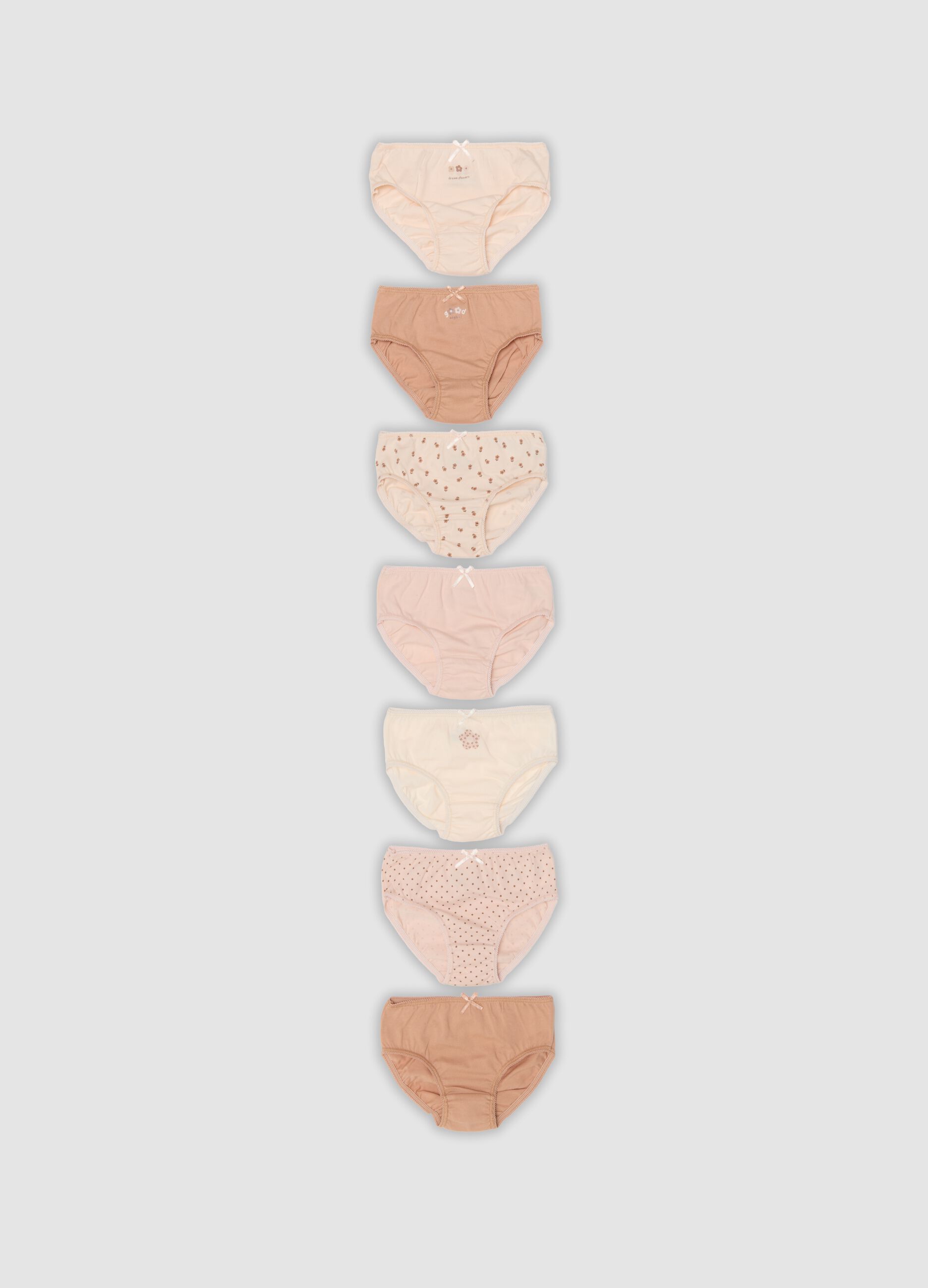 7-pack of multicolour organic cotton briefs for baby girls and toddlers