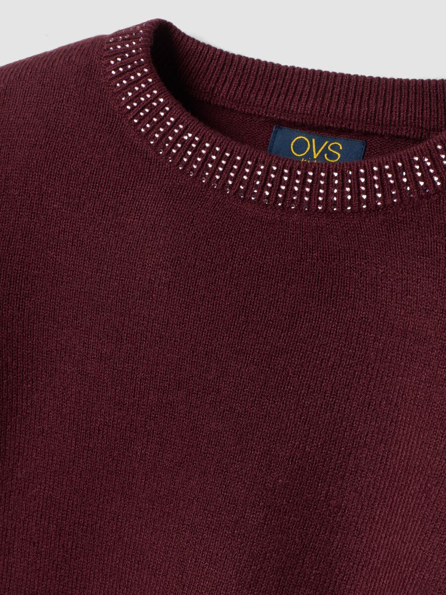 Purple crew-neck jumper with rhinestone details, regular fit_2