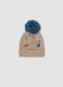 Beige hat with pom‑pom and dinosaurs_1