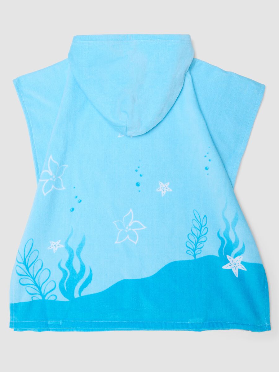 Sky blue pure cotton poncho_1