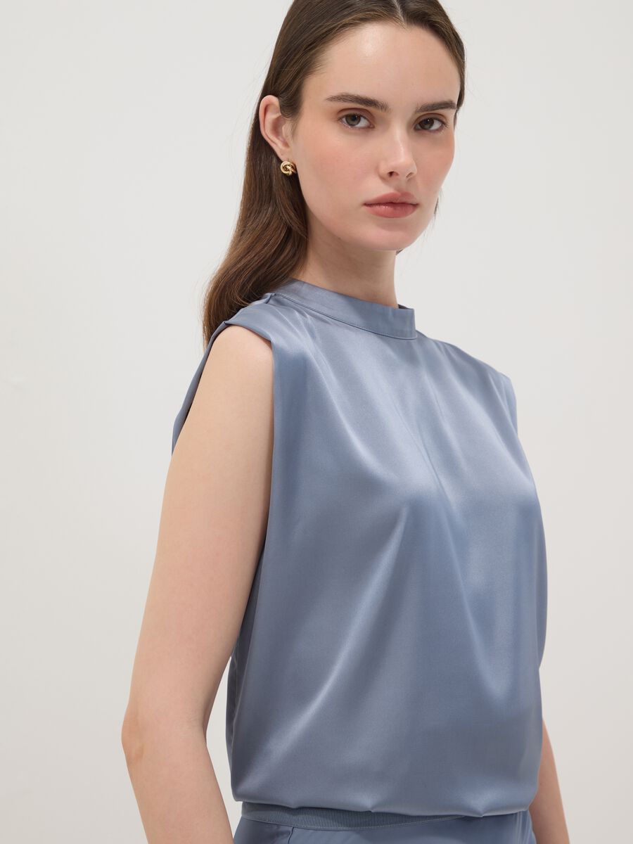 Grey stretch high-neck top_0