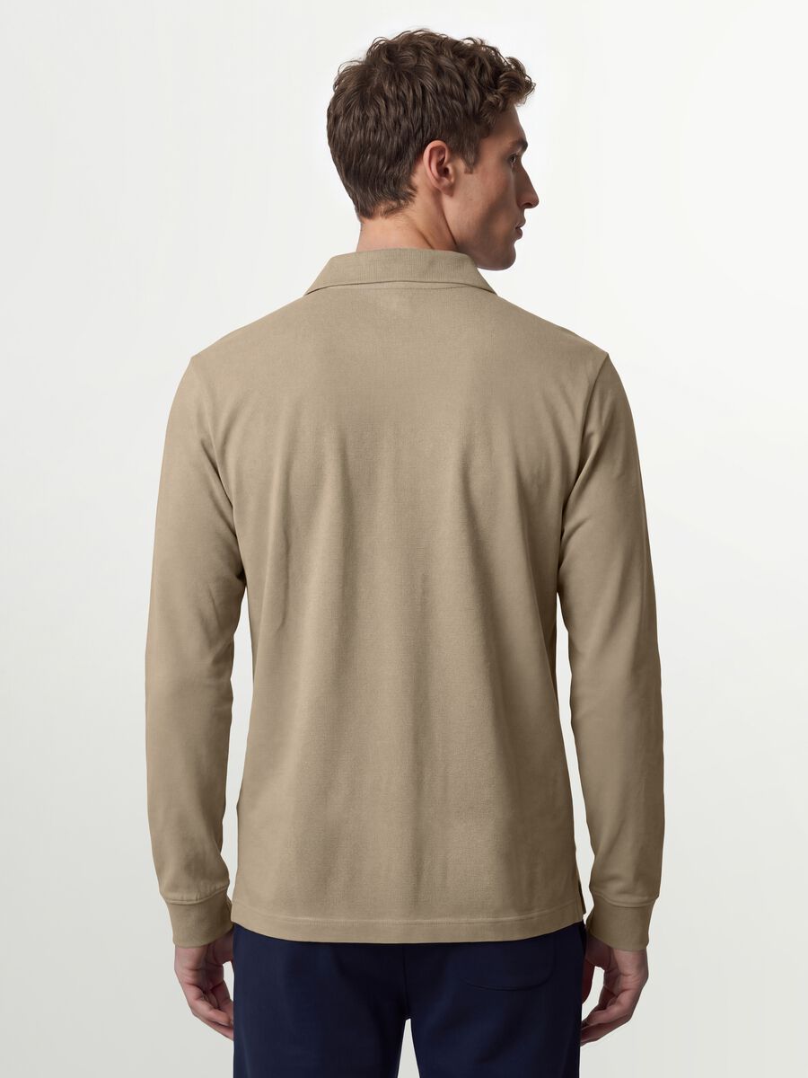 Grey long-sleeve stretch-cotton polo shirt, regular fit_3