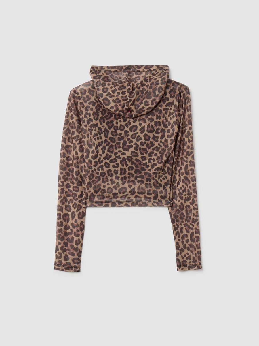 Girls' brown stretch fabric sweatshirt regular fit_4
