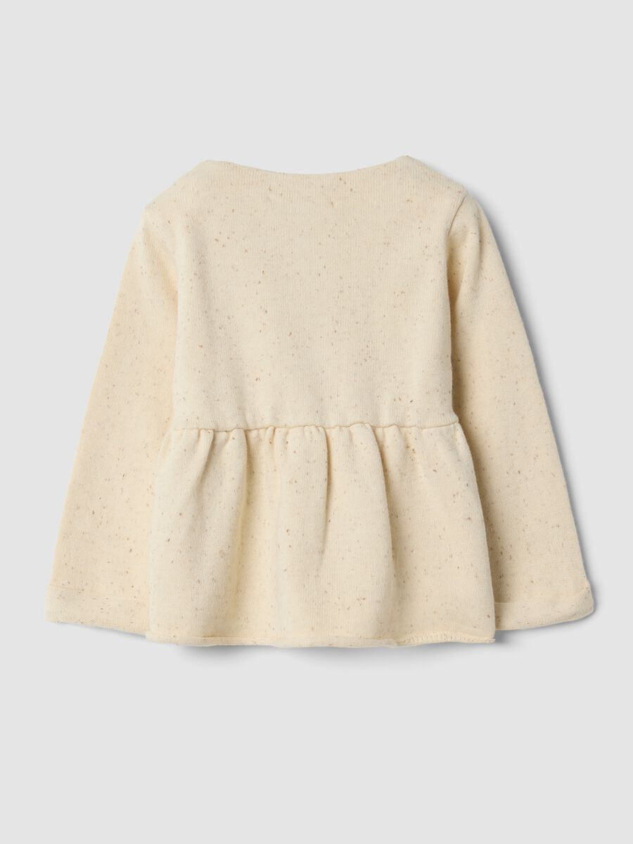 White crew-neck cardigan in organic cotton blend, regular fit_1