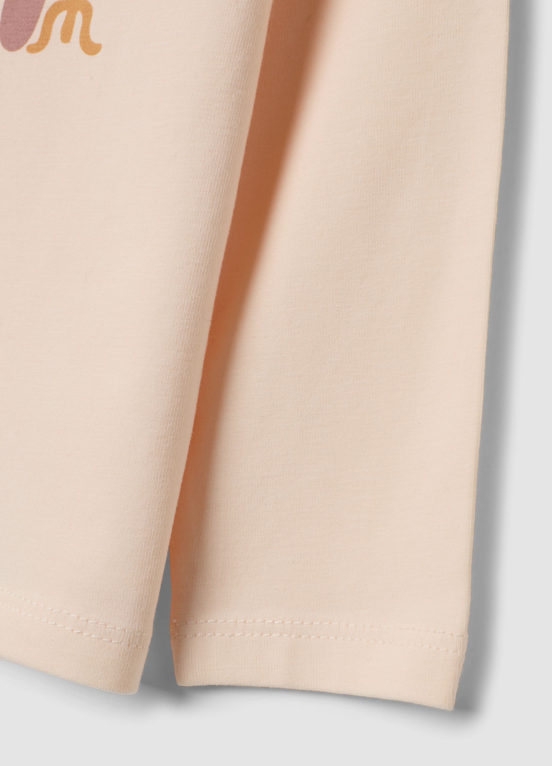 Maglietta rosa in cotone jersey organico elasticizzato con stampa regular fit