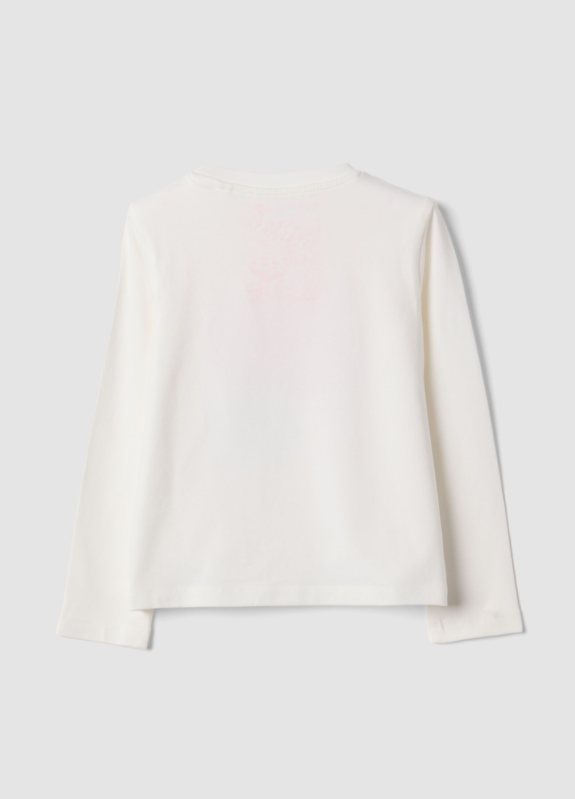 T-shirt bianca in cotone elasticizzato con girocollo