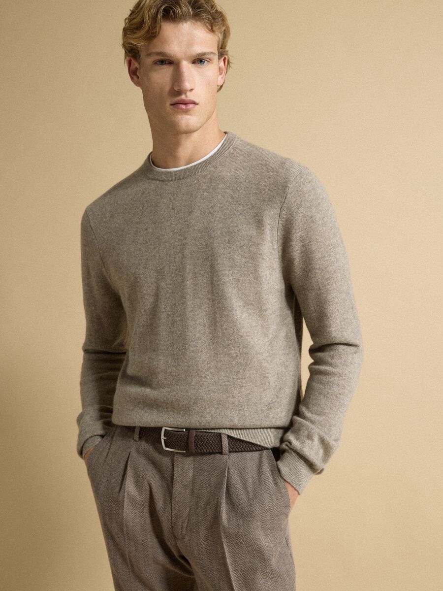 Beige pure cashmere jumper, regular fit_1