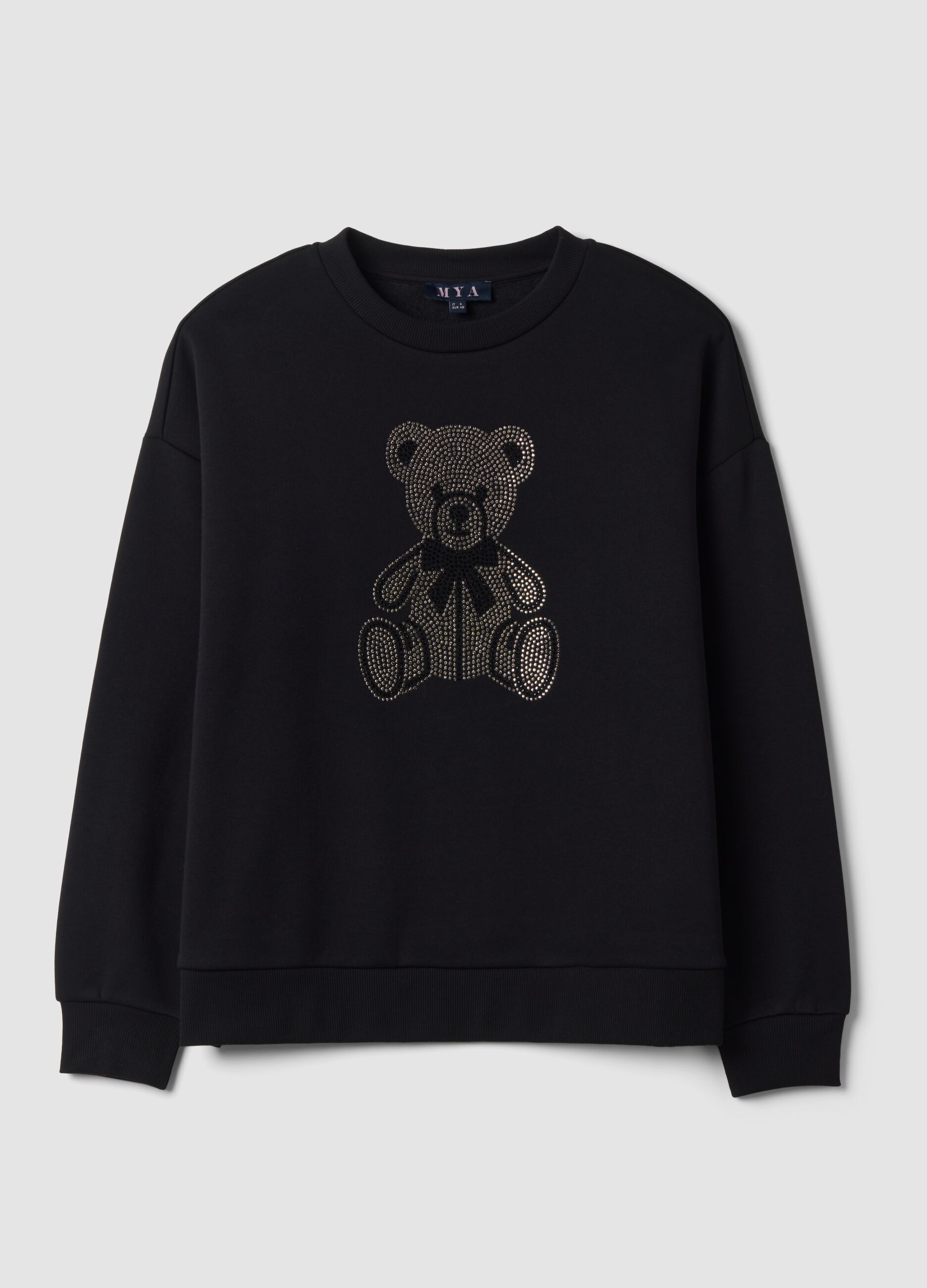 Black cotton-blend crew-neck sweatshirt
