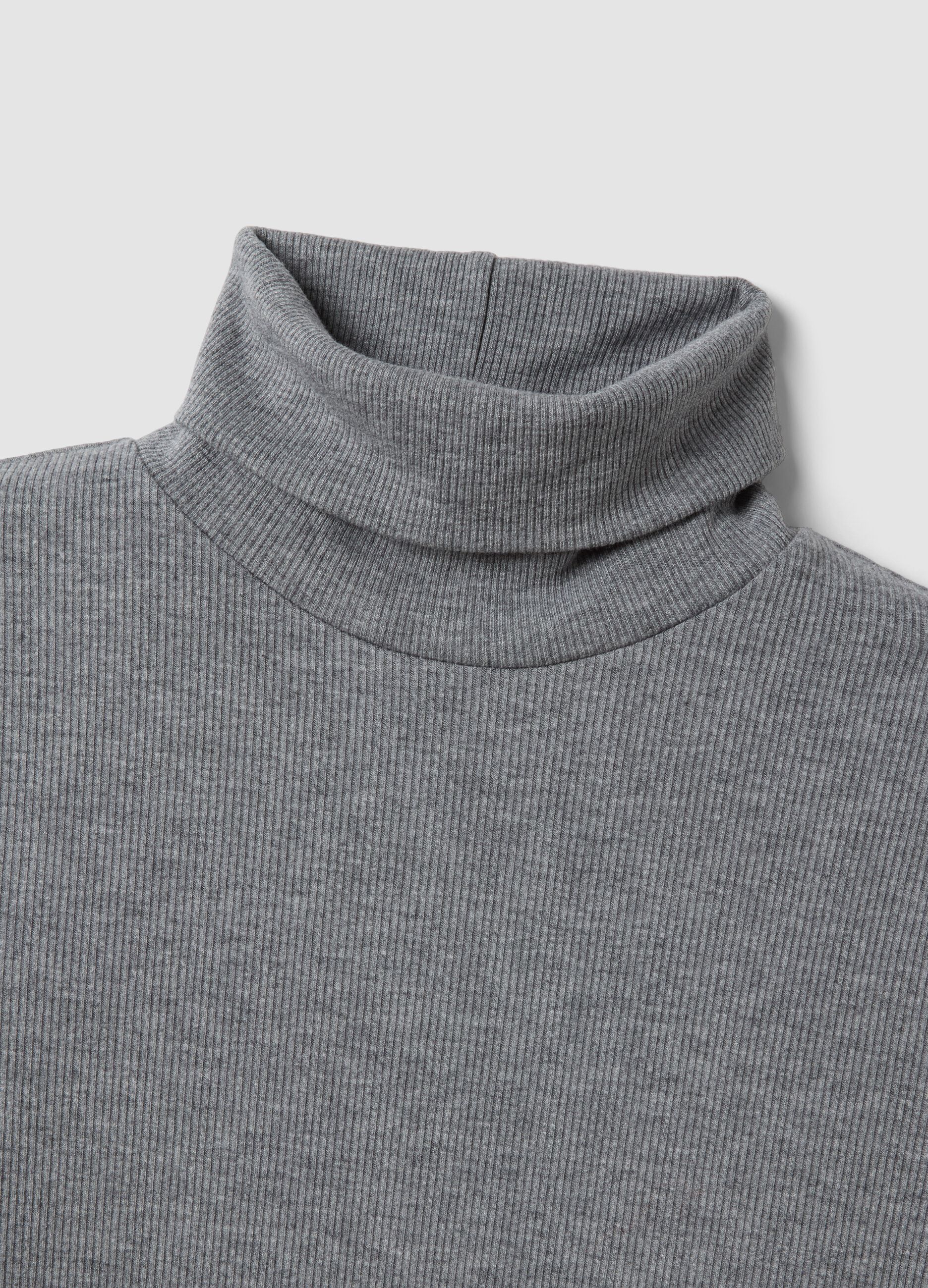 Grey stretch viscose crew-neck jumper, regular fit