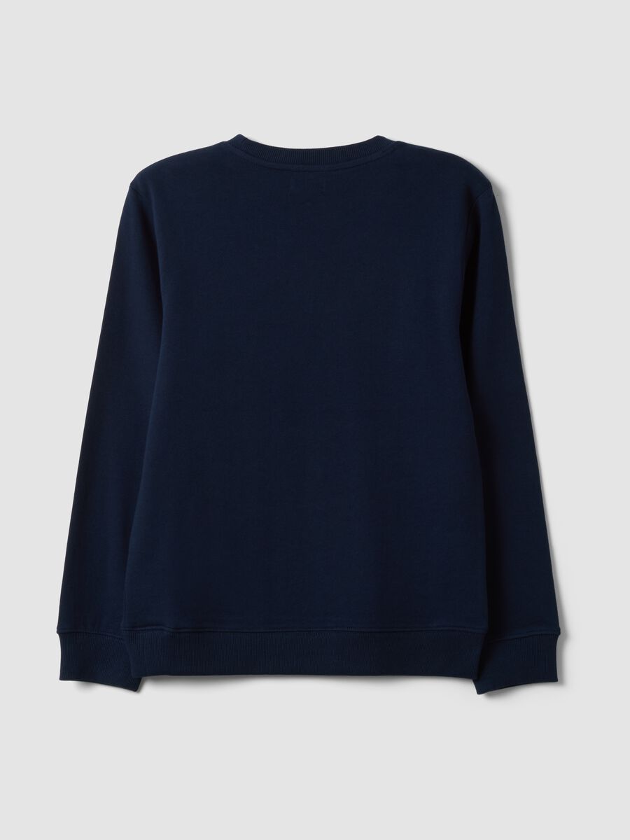 Blue pure cotton crew-neck sweatshirt with print_2