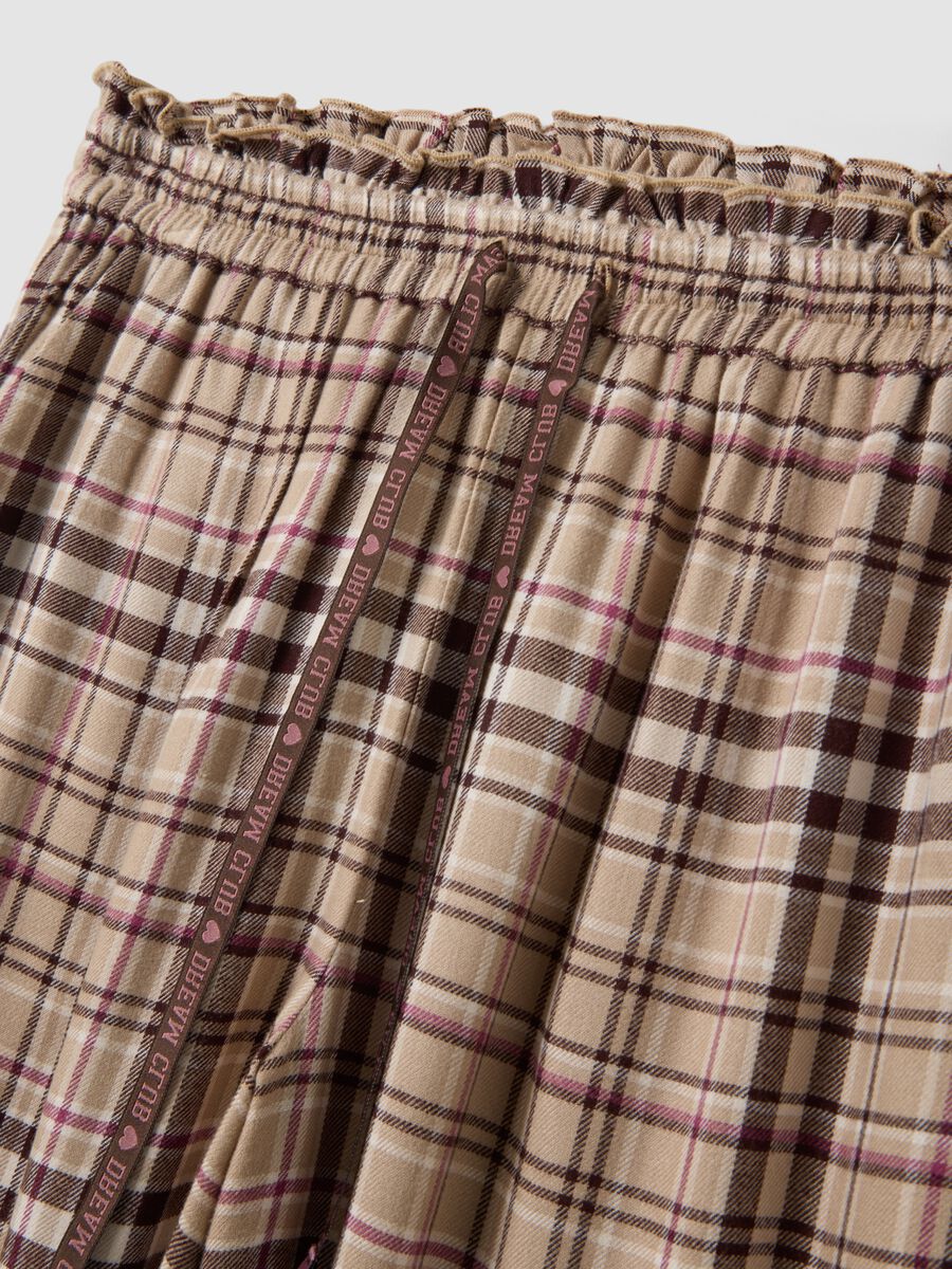 Beige pure viscose checked pyjama trousers_5