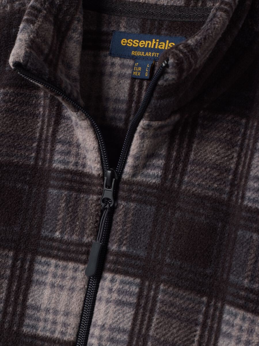 Grey checked fleece sweatshirt with fleece collar, regular fit_1