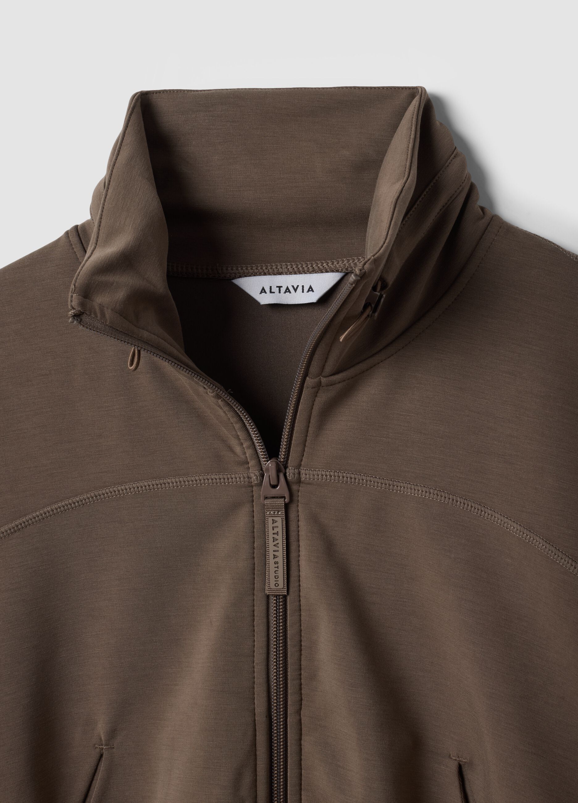Green cropped soft-touch full-zip with stand-up collar ALTAVIA STUDIO