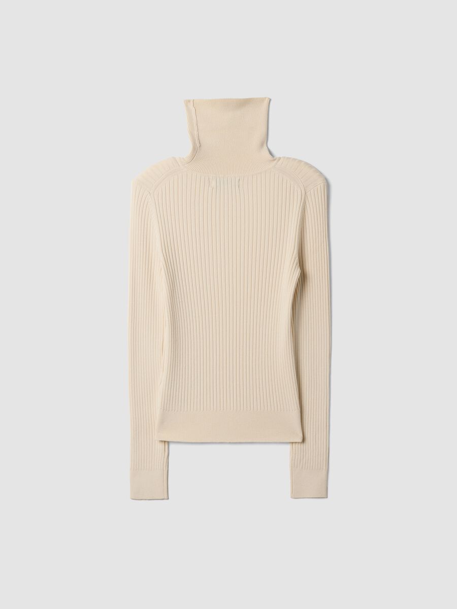 Beige ribbed viscose-blend roll-neck jumper_1