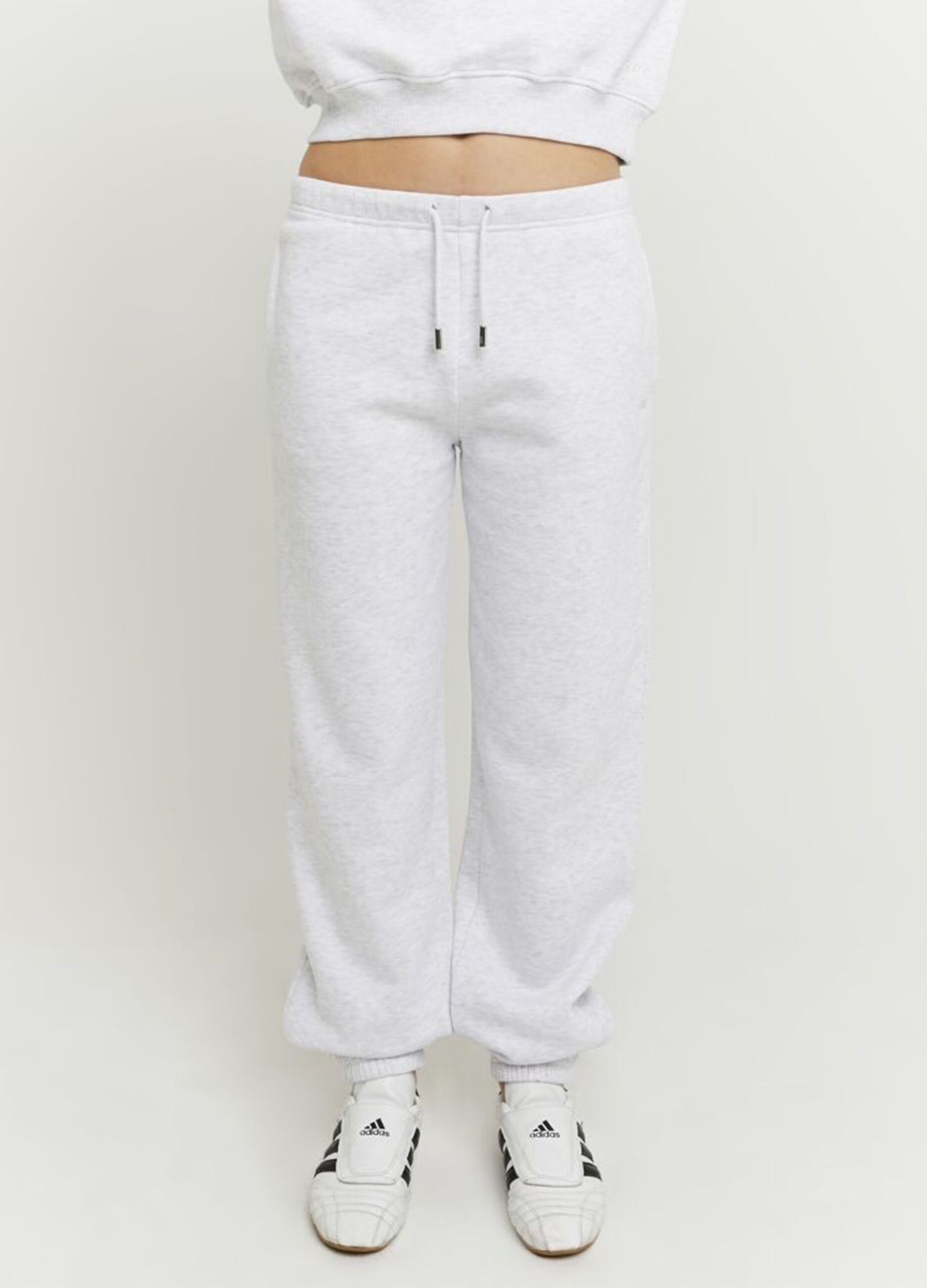 Grey cotton blend jogger trousers regular fit