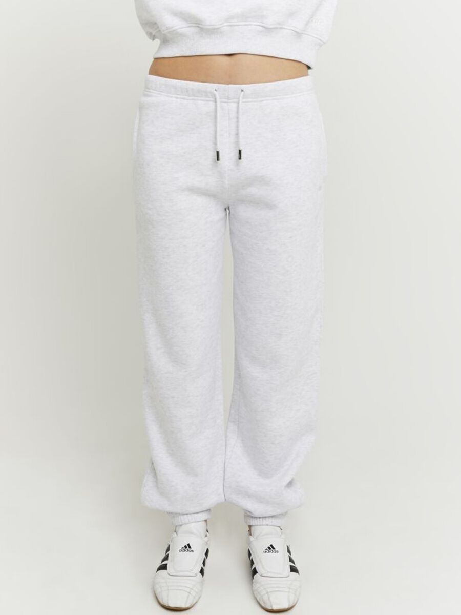 Grey cotton blend jogger trousers regular fit_1