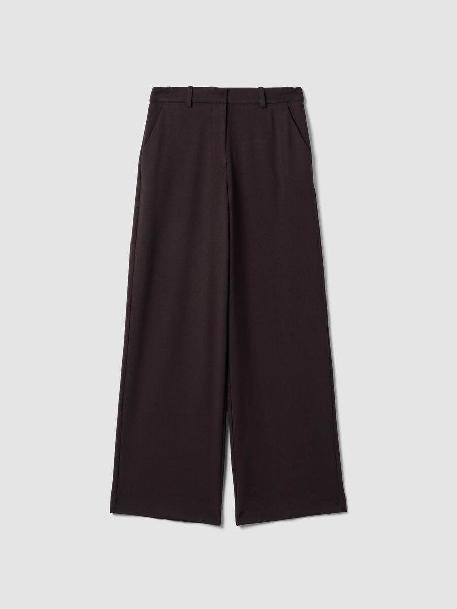 Brown flared formal trousers in stretch viscose_4