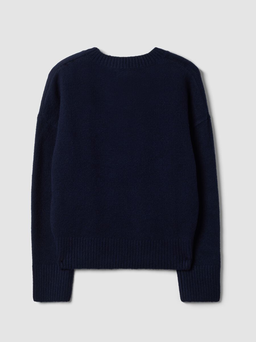 Navy blue stretch wool crew-neck jumper_5