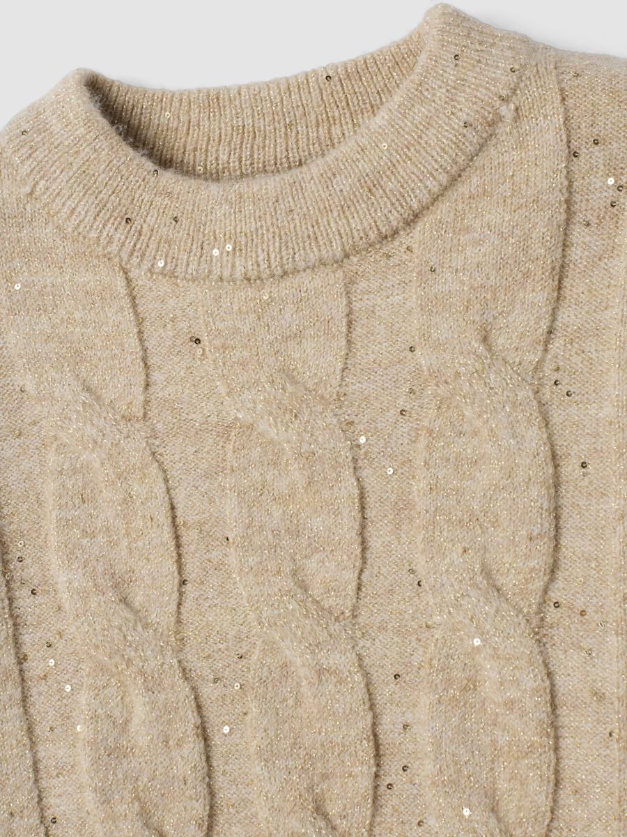 Beige marl stretch crew-neck jumper, regular fit_1