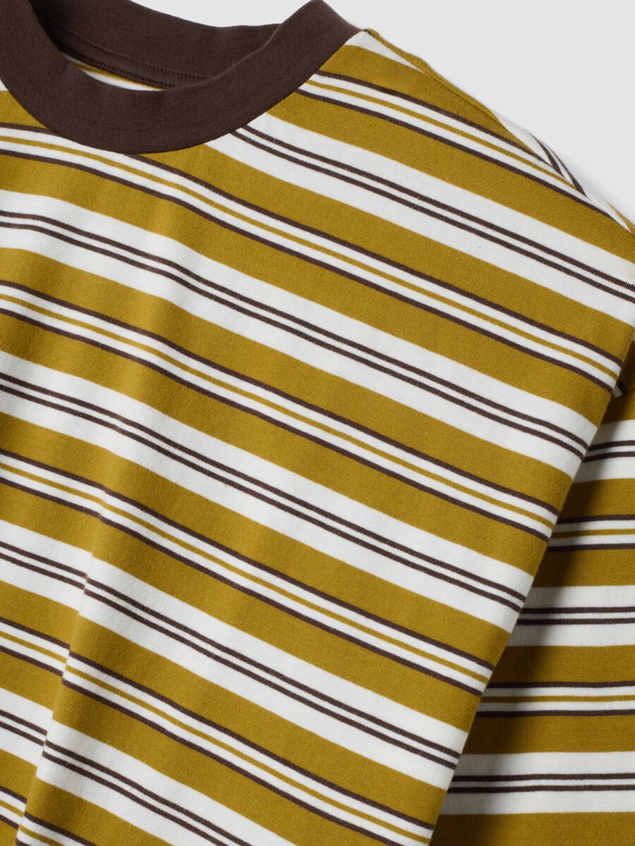 Brown striped pure cotton boxy-fit T-shirt_1