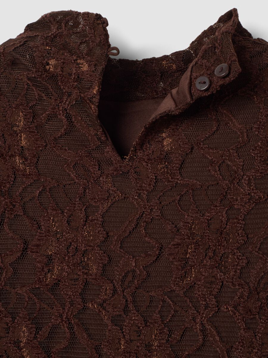 Brown stretch dress with high neck_1