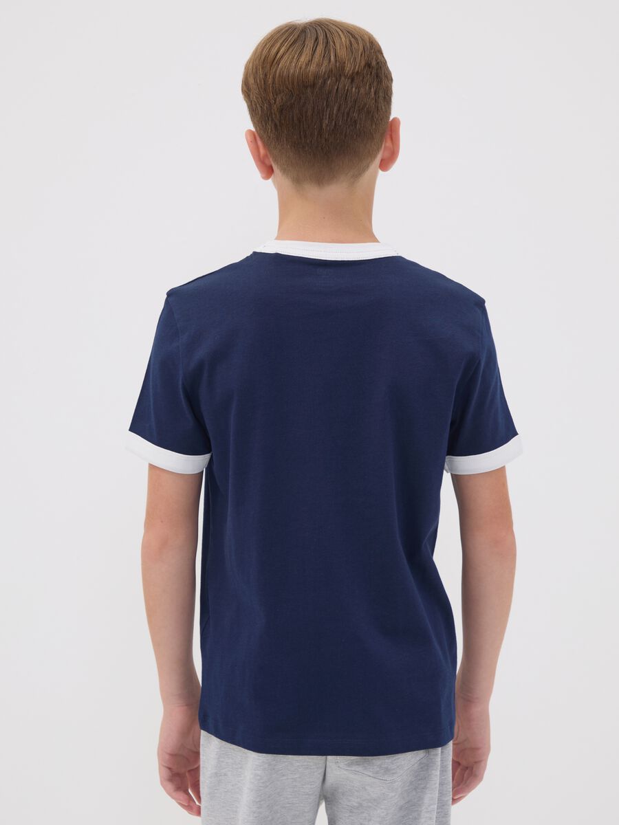 Blue organic cotton T-shirt with print, relaxed fit for boys_1