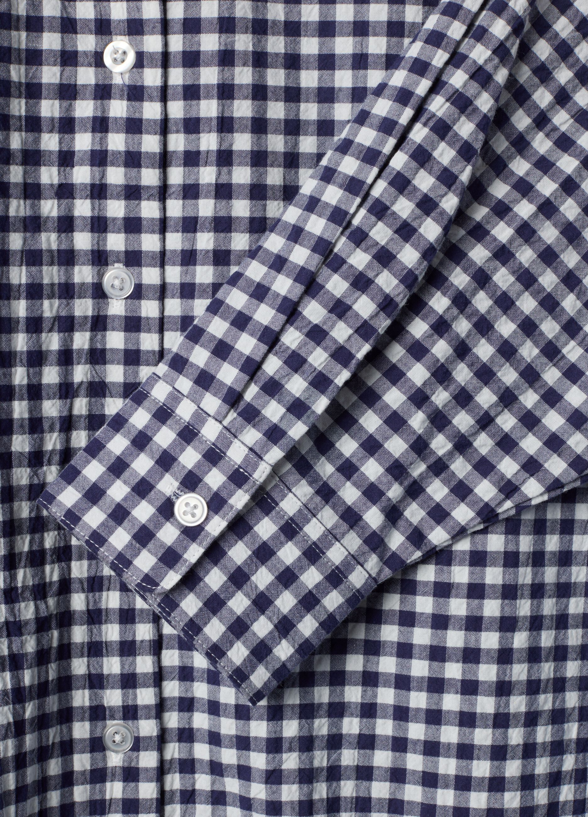 Blue checked regular-fit stretch cotton shirt