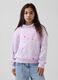 Girls' Purple Cotton Blend Sweatshirt with Floral Pattern_0