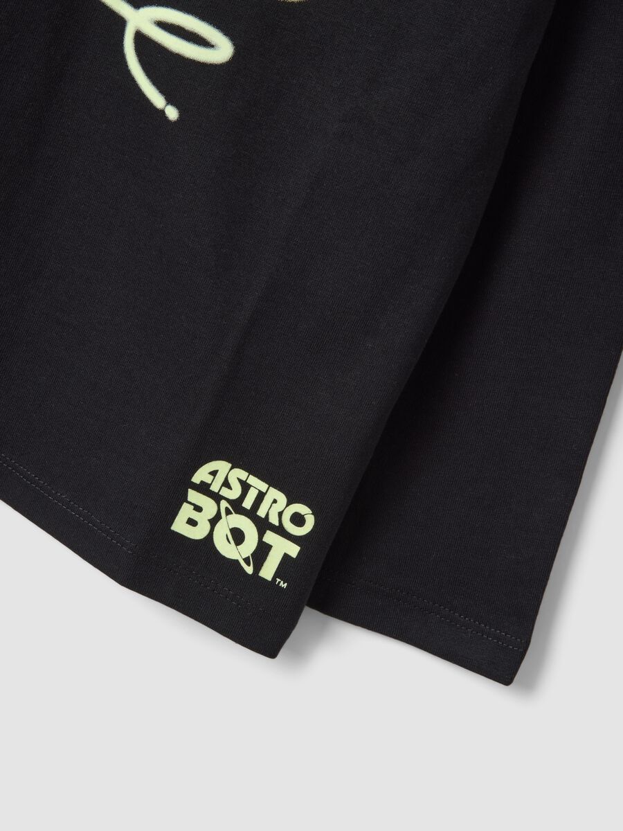 Black pure cotton T-shirt with Astro Bot print, relaxed fit_2