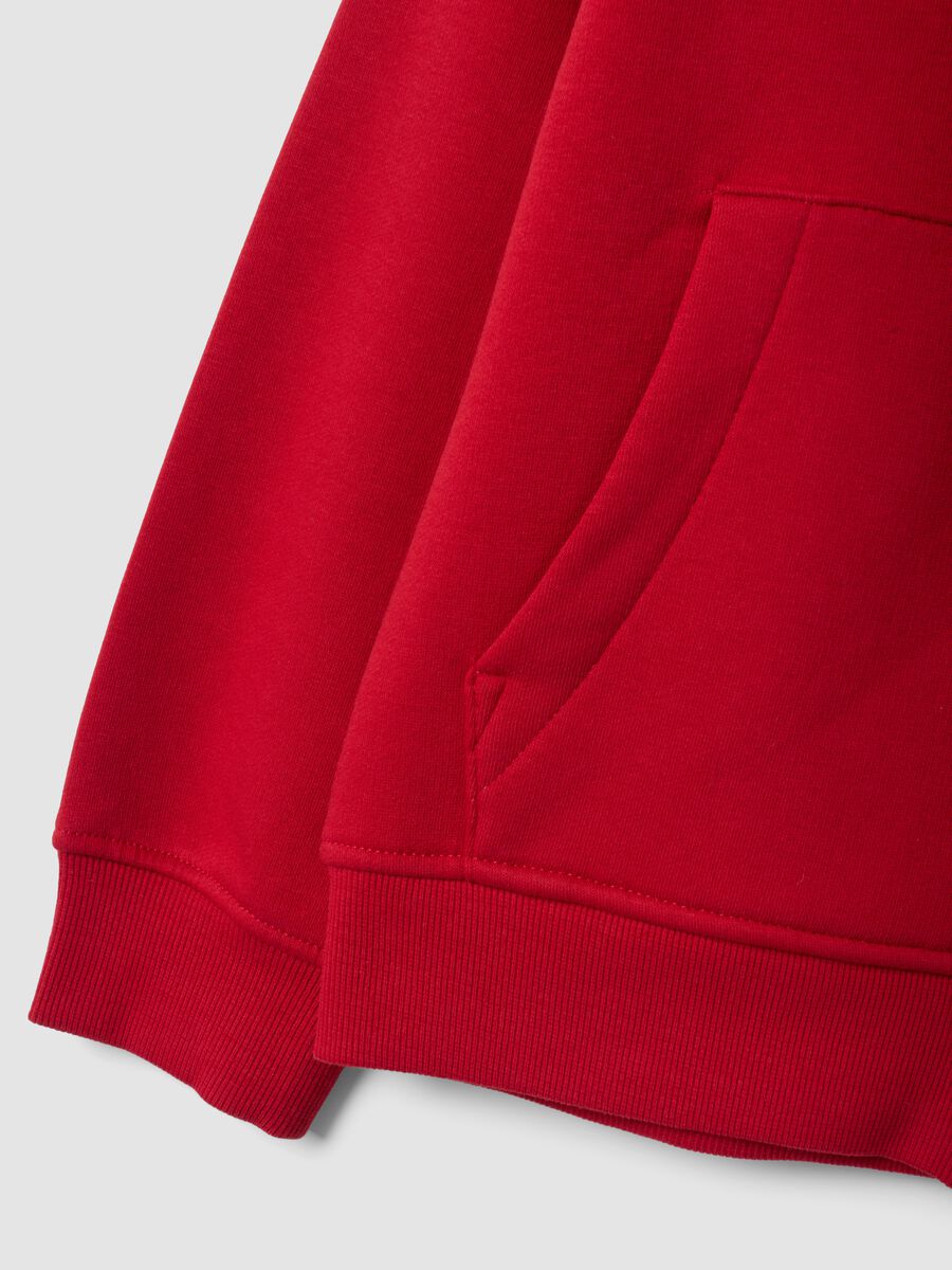 Red cotton-blend hoodie with racing print, relaxed fit_3
